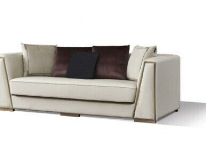 Biała skórzana designerska sofa 3+2 miejsce do siedzenia, dekoracyjna kanapa 2 sztuki.